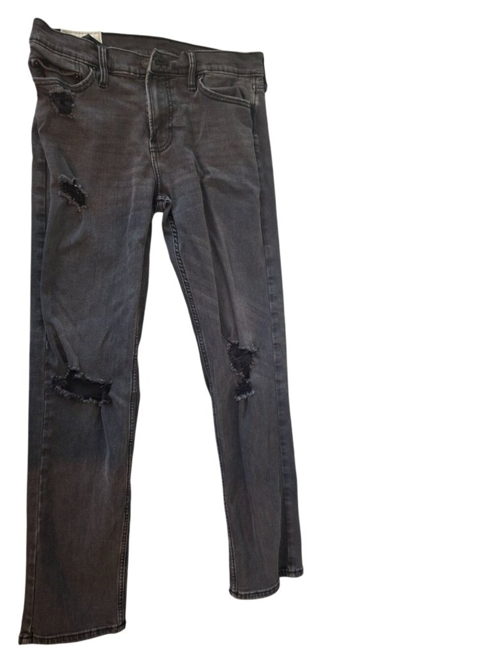 Abercrombie & Fitch Slim Straight Mens Black Distressed Jeans W30 L29 Stretch